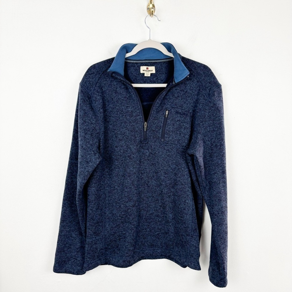 Woolrich Men's Blue 1/4 Zip Pullover Sweater Sz L